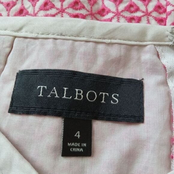 Talbots Pink & Cream Embroidered Eyelet Cutout Pencil Style Skirt Women's Size 4 - Picture 3 of 12